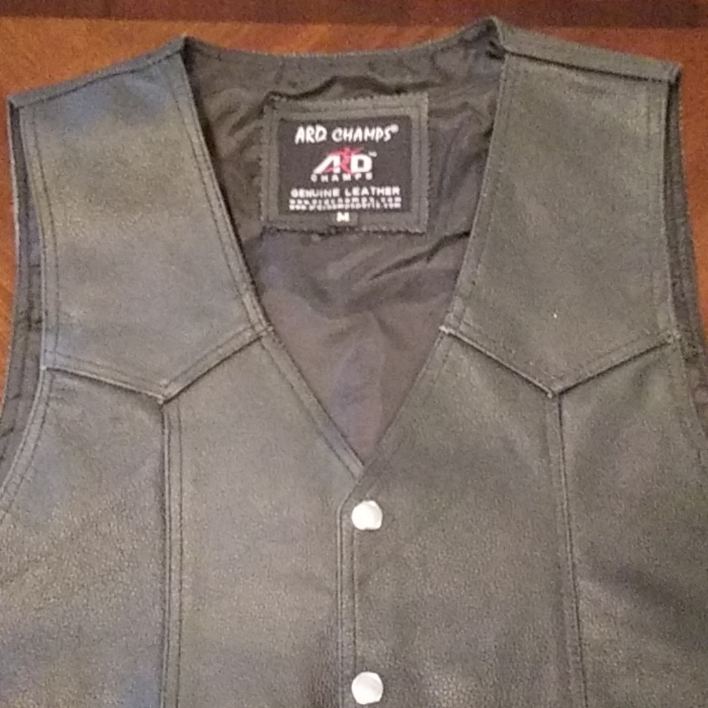 Mens Genuine leather vest 2 Front Pockets